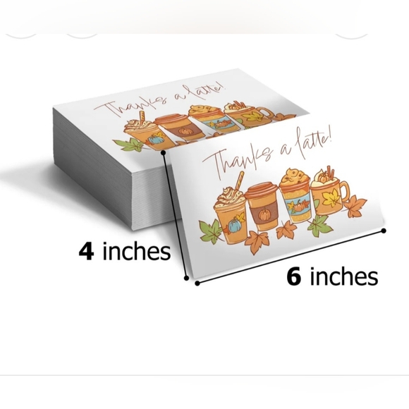 50 Thank You Cards Coffee Latte Themed 4×6 - Picture 1 of 2